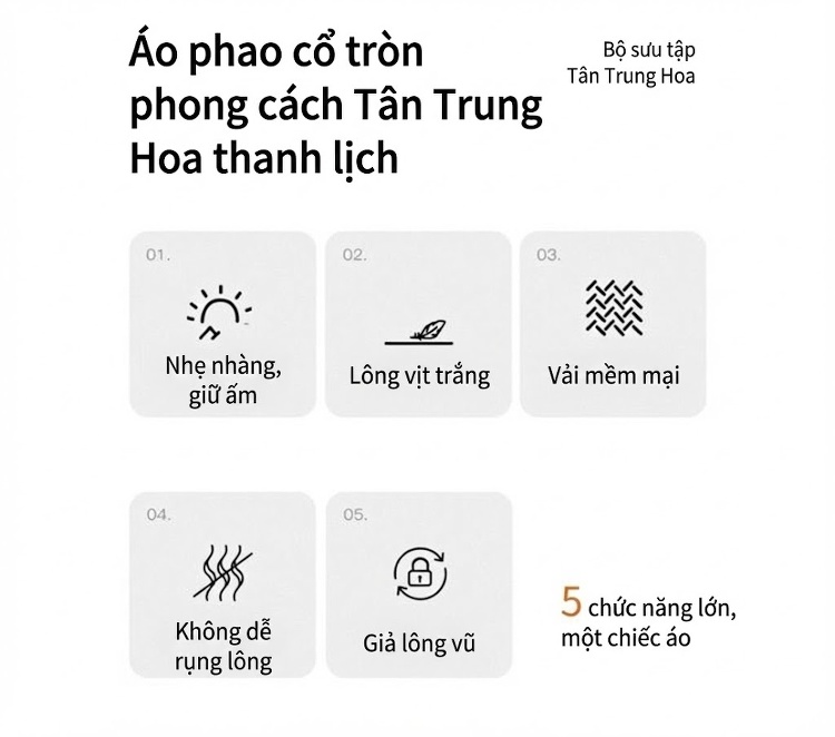 Áo Khoác Phao Nữ Ngắn Tay Thiết Kế Trung Hoa Cổ Điển Thêu Hoa Cúc Nhồi Bông Lông Vũ Màu Đỏ, Vàng chi tiết 5