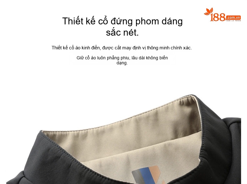Áo Khoác Nam Cổ Trụ Dáng Suông Trung Niên Phong Cách Doanh Nhân Màu Đen, Kem, Xanh Navy chi tiết 4