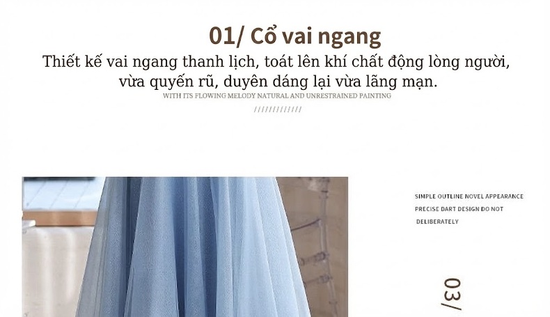 Váy Dạ Hội Hở Vai dáng chữ A Chiều Dài Midi Màu Xanh, Đen chi tiết 2