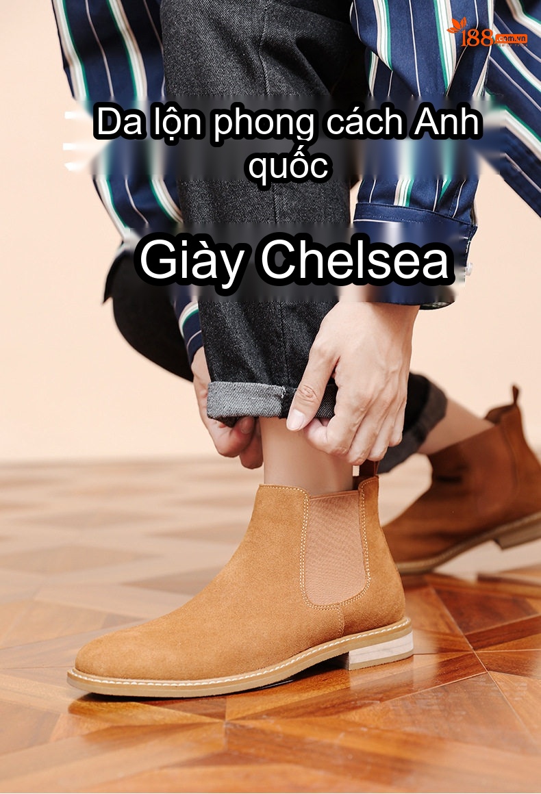Boot Chelsea Nam Da Lộn Chiều Cao Đế Khoảng 3cm Màu Nâu Đậm, Nâu Vàng chi tiết 1
