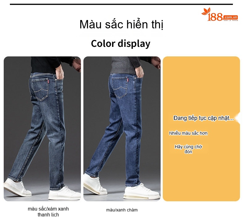 Quần Jean Nam Ống Đứng Co Giãn Thoải Mái Màu Xanh Denim chi tiết 9