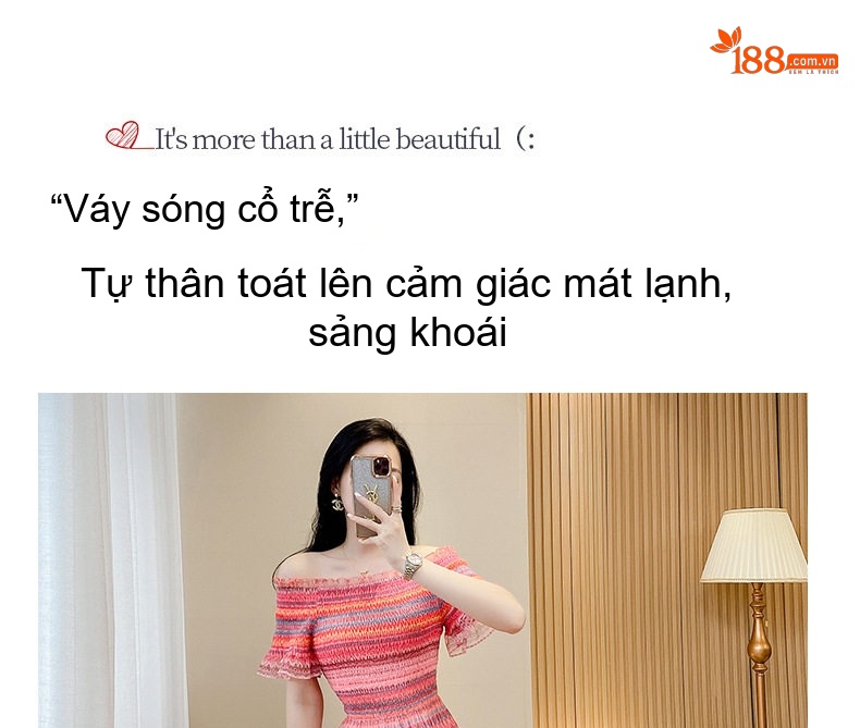Váy Dài Hở Vai Pháp Eo Cao Phong Cách Đi Biển Mùa Hè 2023 chi tiết 2