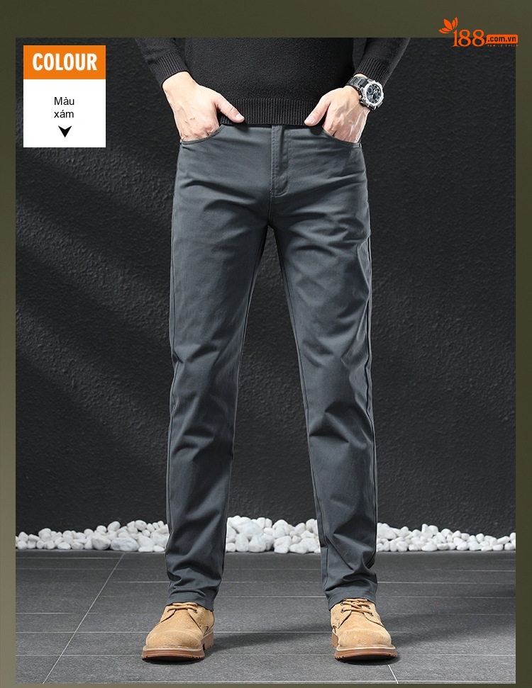 Quần Dài Nam Cotton Dáng Suông Ống Đứng Phong Cách Công Sở Màu Be, Trắng, Đen, Xám chi tiết 32