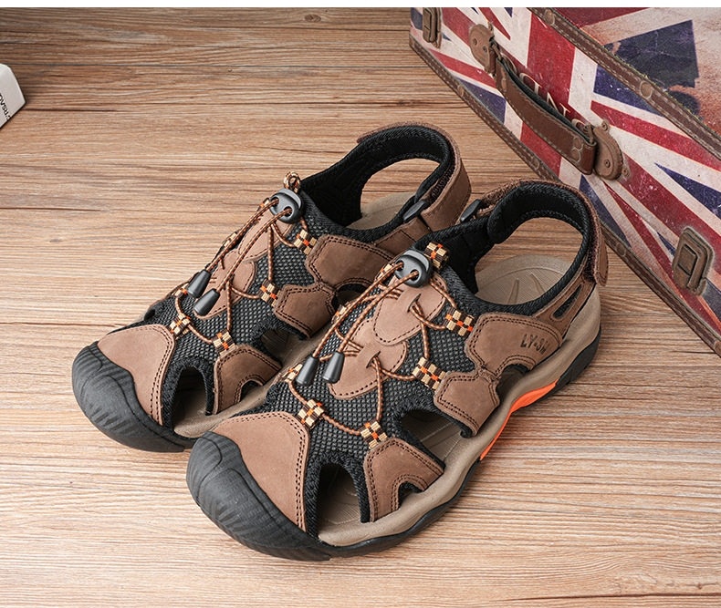 Sandal Da Bò Nam Quai Hậu Outdoor Đế Cao 3cm chi tiết 23