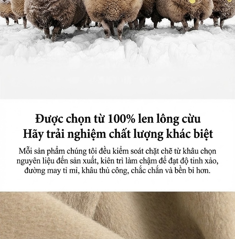 Áo Khoác Dạ Nữ Hai Mặt Dáng Dài Vừa Thu Đông Cao Cấp Màu Đỏ, Nâu, Đen, Xám chi tiết 3