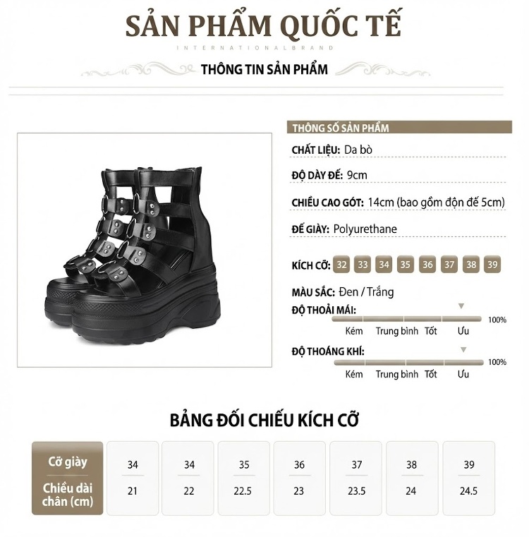 Giày Sandal Cao Gót Nữ Hở Ngón Quai Hậu Đế Xuồng Gót Cao 10cm - 12cm Màu Đen, Trắng chi tiết 2