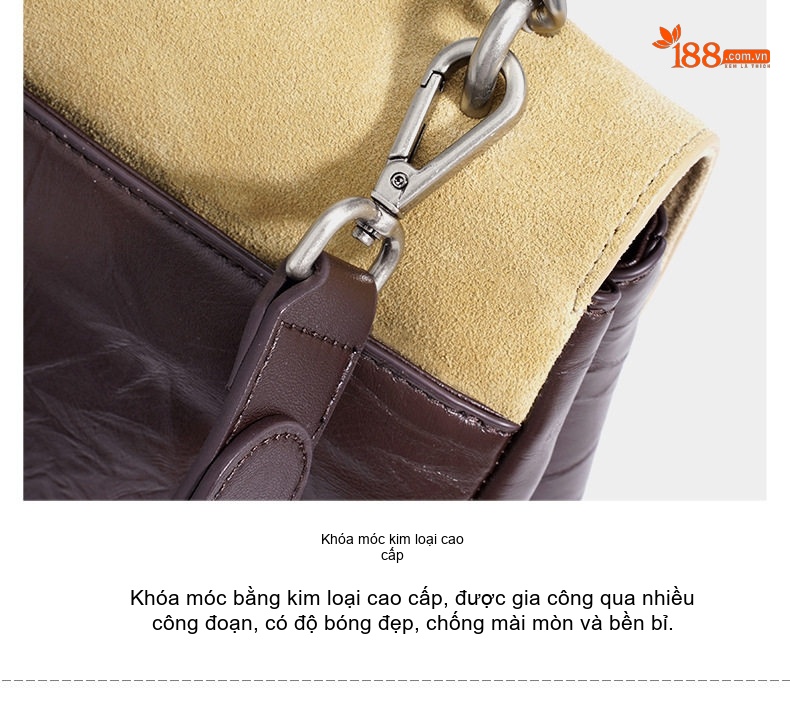 Túi Đeo Vai Nữ Da Mờ Màu Nâu, Vàng, Đen chi tiết 11