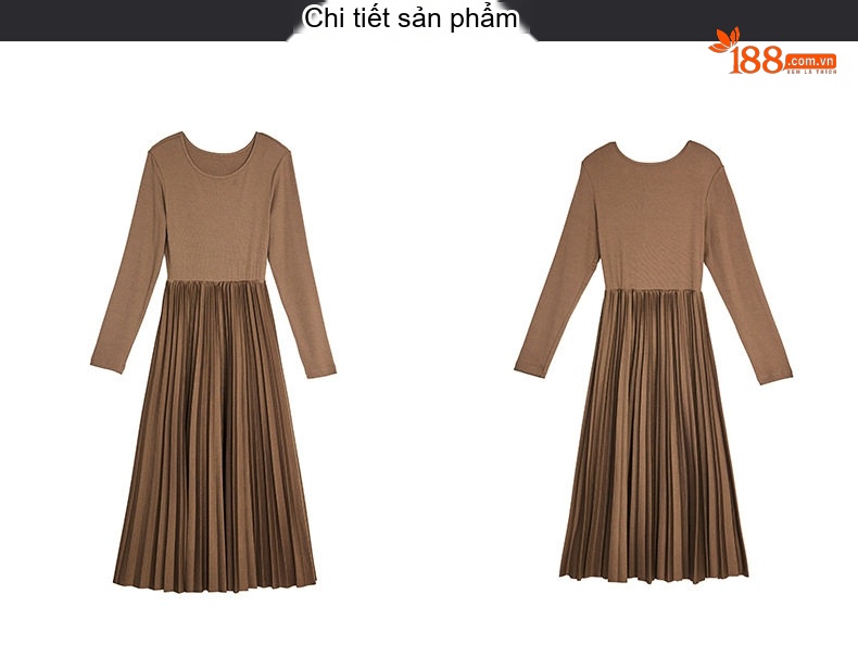 Set Áo Gile và Váy Xòe Dáng Dài Phong Cách Tiểu Thư Màu Nâu, Đen chi tiết 27