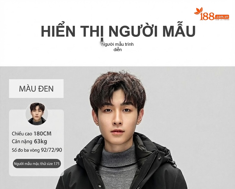 Áo Khoác Phao Nam Lông Vũ Tháo Rời 3 Kiểu Mặc Giữ Ấm Mùa Đông chi tiết 18
