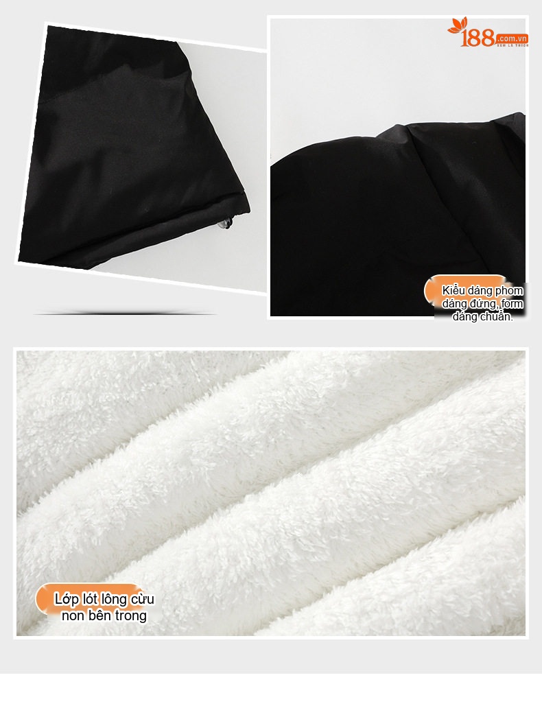 Áo Khoác Cotton Nam Lông Cừu Non Hai Lớp Dày Dặn Có Mũ Trùm Đầu Màu Trắng, Xanh Dương, Xanh Lá, Hồng... chi tiết 12