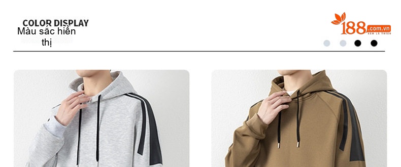 Áo Hoodie Nam Dáng Rộng Có Mũ Phong Cách Thể Thao Sọc Kẻ chi tiết 10