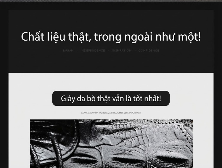 Giày Tây Buộc Dây Nam Da Bò Chiều Cao Đế Khoảng 3cm Màu Nâu, Đen chi tiết 2