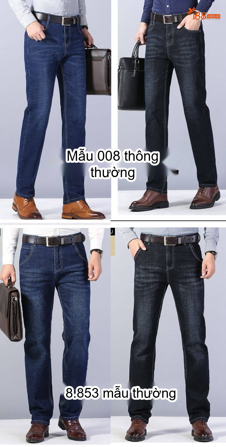 Quần Jean Nam Dáng Suông Lót Lông Dày Dặn Co Giãn Màu Xanh chi tiết 10