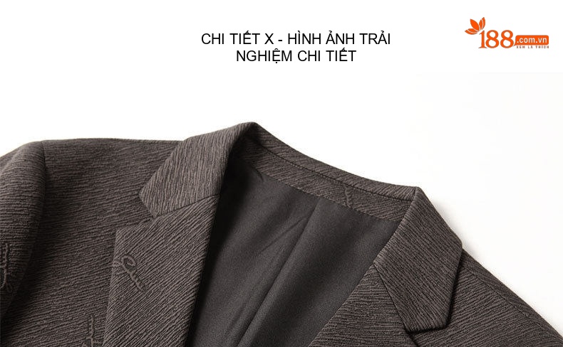 Áo Blazer Nam Dáng Ôm Vừa Họa Tiết Jacquard Phong Cách Doanh Nhân Màu Nâu, Đen chi tiết 12