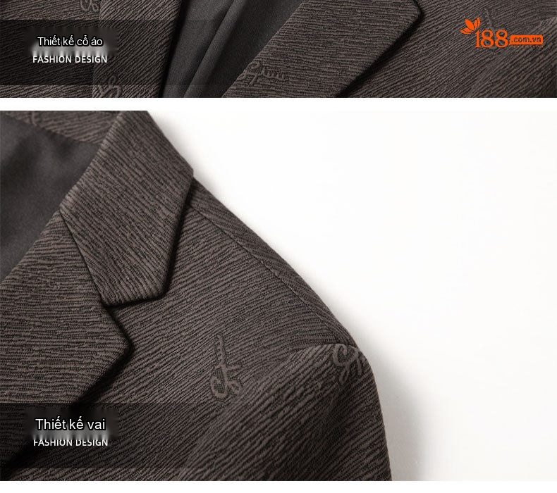 Áo Blazer Nam Dáng Ôm Vừa Họa Tiết Jacquard Phong Cách Doanh Nhân Màu Nâu, Đen chi tiết 13