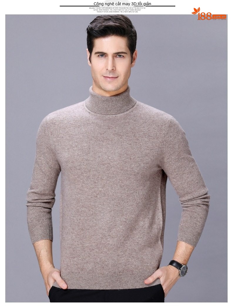 Áo Len Nam Cổ Lọ Dệt Kim Cashmere Dày Dặn Giữ Ấm Màu Nâu, Đỏ Rượu, Xám, Đen chi tiết 11
