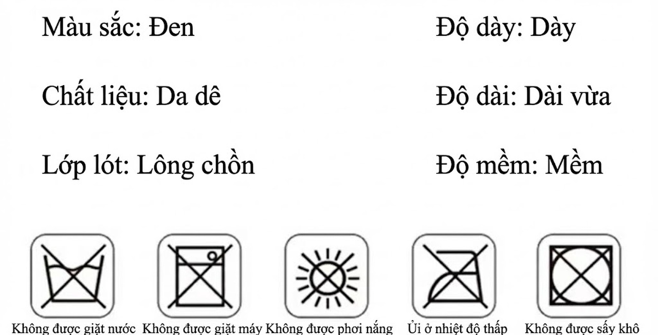 Áo Khoác Da Dài Tay Nam Da Cừu Cổ Lông Chồn Tháo Rời Lót Lông Chồn Phong Cách Doanh Nhân Màu Đen chi tiết 2