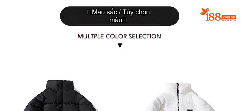 Áo Khoác Bông Nam Nữ Cổ Trụ Lót Lông Hai Mặt Dày Dặn Màu Trắng, Đen, Hồng, Xanh... chi tiết 5