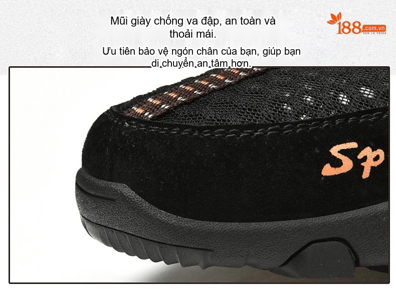 Giày Leo Núi Nam Lưới Thoáng Khí Nhanh Khô Chiều Cao Đế Khoảng 3cm Màu Xám, Đen, Nâu chi tiết 7