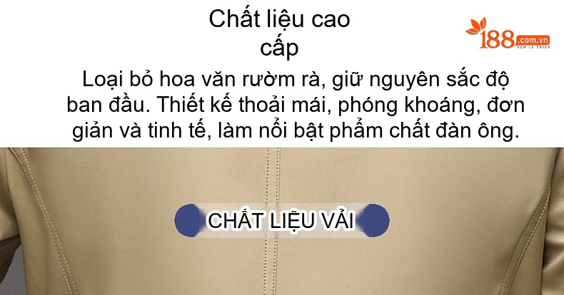 Áo Khoác Mangto Nam Dáng Dài Vừa Vặn Hai Hàng Khuy Màu Be, Xanh Navy, Đen chi tiết 3