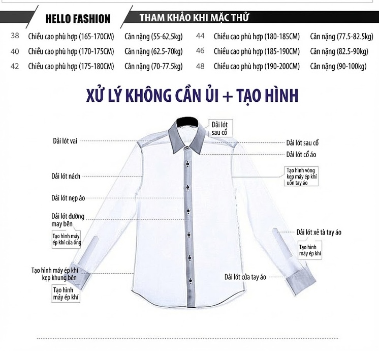 Áo Sơ Mi Nam Tay Dài Hai Túi Phong Cách Công Sở Cotton Màu Trắng, Đen chi tiết 5