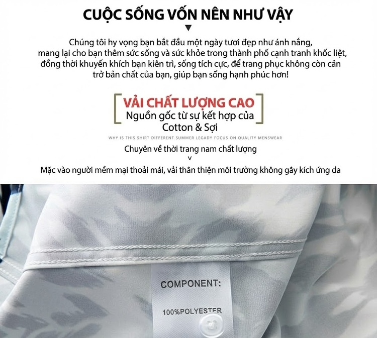 Áo Sơ Mi Tay Dài Nam In Họa Tiết Đối Xứng Phong Cách Âu Mỹ Màu Xanh, Trắng, Đen chi tiết 4