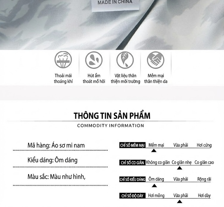 Áo Sơ Mi Tay Dài Nam In Họa Tiết Đối Xứng Phong Cách Âu Mỹ Màu Xanh, Trắng, Đen chi tiết 5