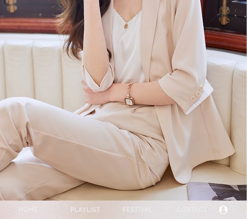 Áo Vest Blazer Nữ Tay Lỡ Dáng Ôm Vừa Vặn Phong Cách Hàn Quốc Màu Hồng, Kem, Xanh, Đen chi tiết 15