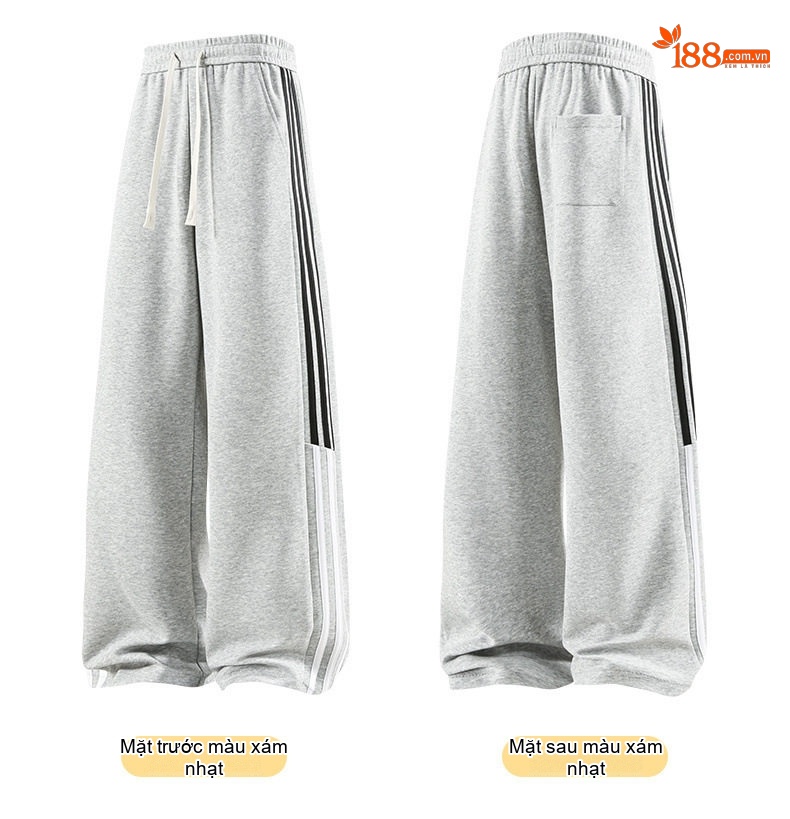 Quần dài ống rộng nam thể thao sọc bên hông phong cách casual chi tiết 22
