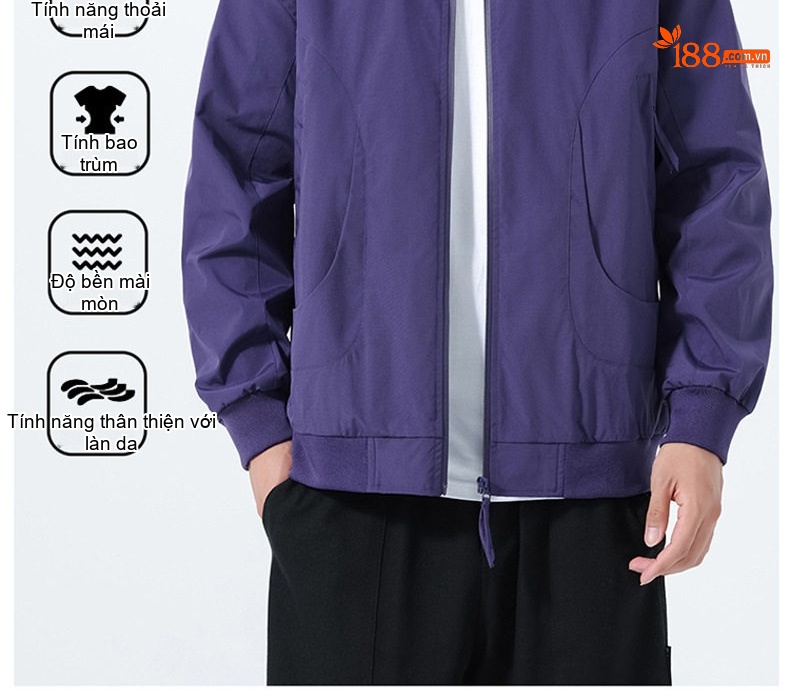Áo Khoác Bomber Nam Phong Cách Mỹ Form Rộng Chống Gió chi tiết 4