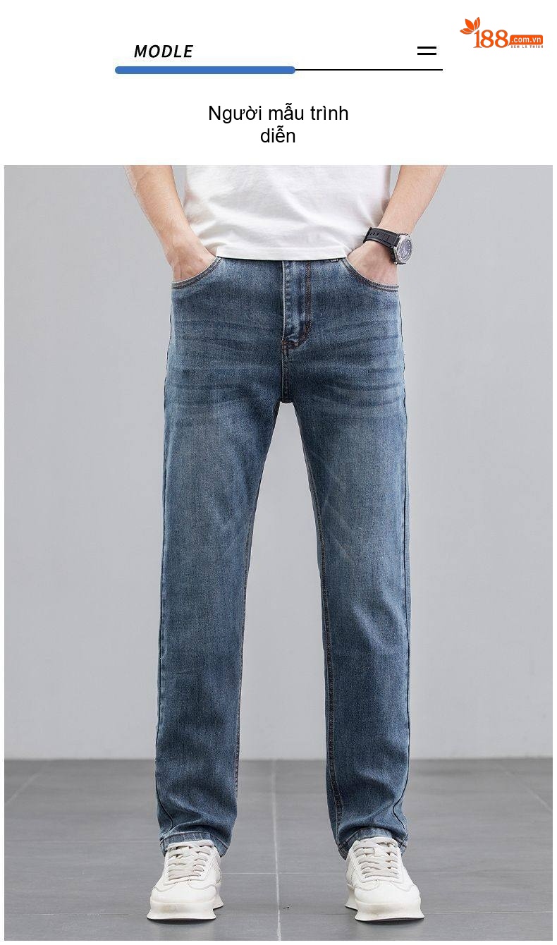 Quần Jean Nam Ống Đứng Co Giãn Phối Màu Xám Xi Măng chi tiết 17