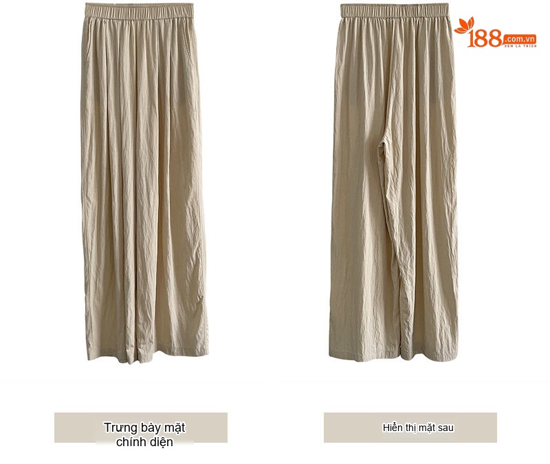 Quần Dài Nữ Ống Rộng Lưng Thun Cao Ráo Phong Cách Hàn Quốc Màu Be, Tím, Đen chi tiết 7