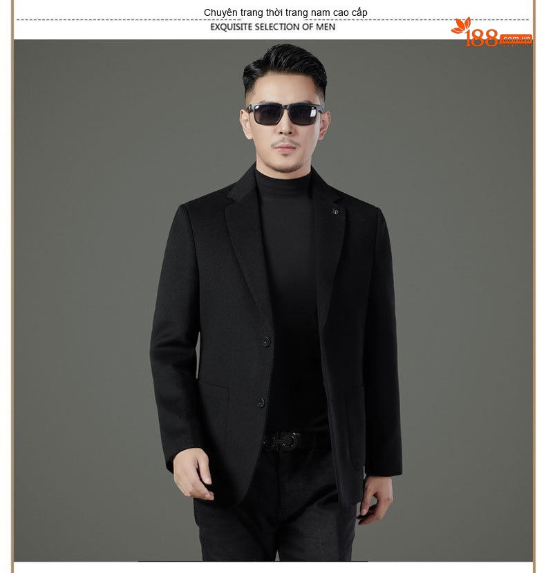 Áo Khoác Blazer Nam Hai Mặt Lông Cừu Áo Phao Lót Lông Vũ Có Thể Tháo Rời Màu Đen, Nâu, Xám chi tiết 29