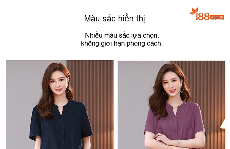 Váy Midi Nữ Cổ chữ V Tay Ngắn Phong Cách Retro Thanh Lịch Cotton Màu Xanh Rêu, Xanh Lá, Tím, Xanh Navy... chi tiết 12