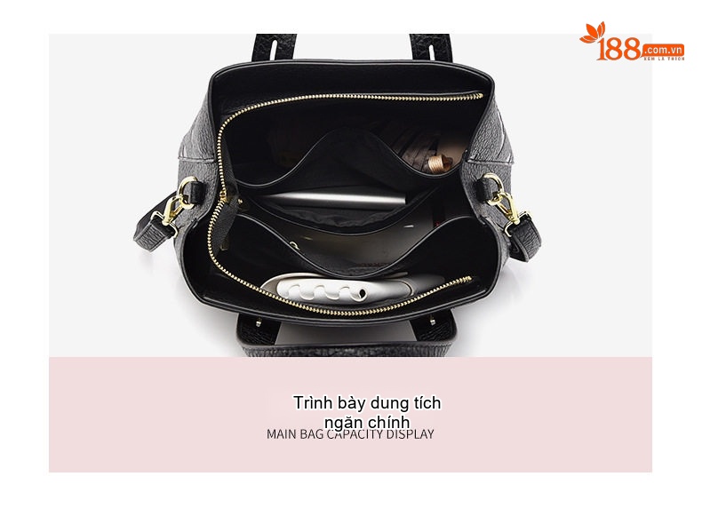 Túi Tote Nữ Da Siêu Sợi Thời Trang Cao Cấp, Túi Xách Tay Nữ Đựng Đồ Lớn Màu Nâu, Đen, Đỏ Rượu Vang chi tiết 5