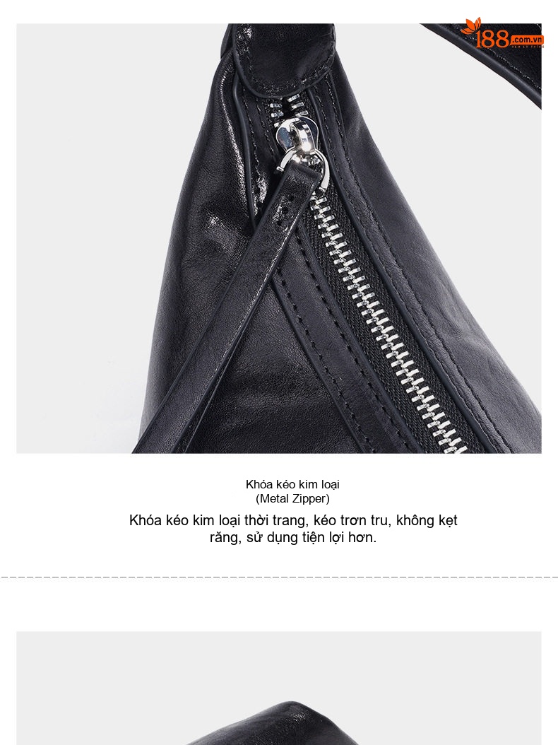Túi Đeo Chéo Nữ Thiết Kế Tối Giản Phong Cách Vintage Da Bóng Đeo Vai Màu Đen chi tiết 13