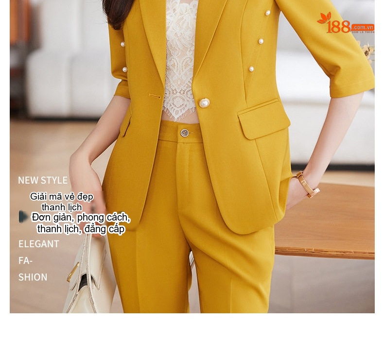 Áo Vest Công Sở Tay Lỡ Phong Cách Hàn Quốc Màu Hồng, Vàng, Trắng chi tiết 3