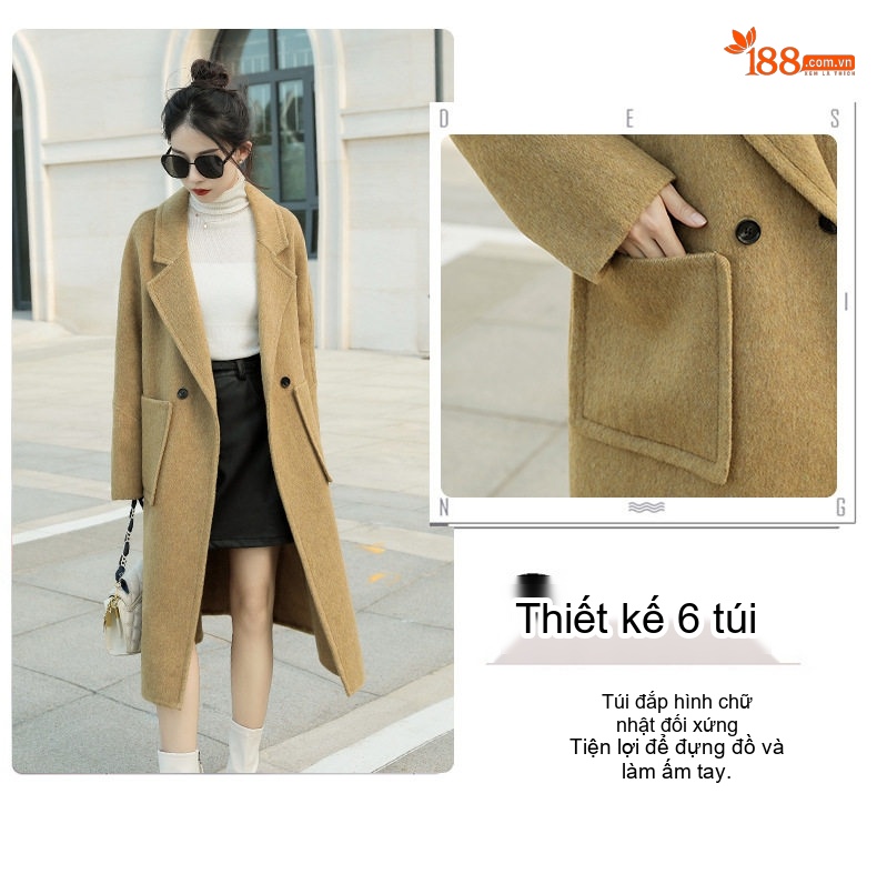 Áo Khoác Dạ Nữ Dáng Dài Vừa Vặn Thời Trang Màu Nâu, Be, Đen chi tiết 14