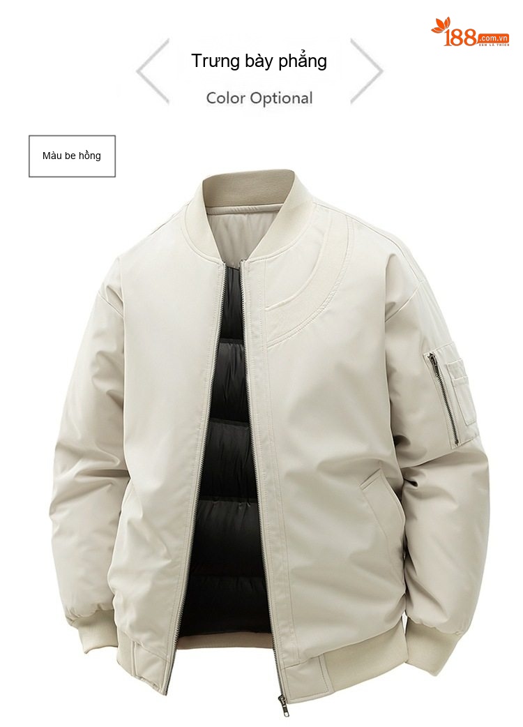 Áo Khoác Bông Nam Dày Dặn Cổ Bóng Chày Cotton Dáng Rộng Giữ Ấm Phong Cách Cặp Đôi Màu Kem, Nâu, Xanh, Đen... chi tiết 20