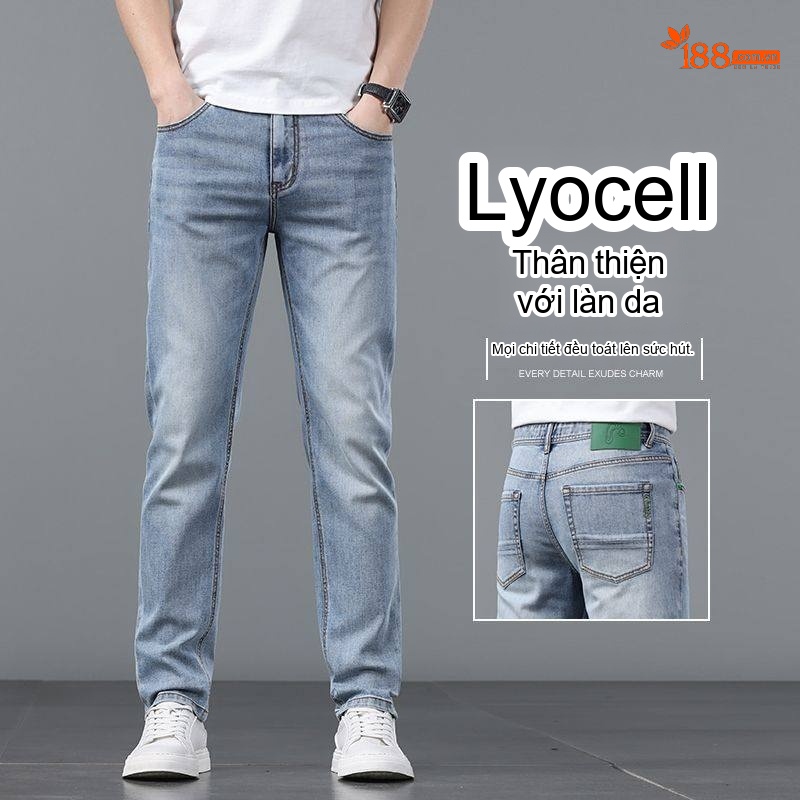Quần Jeans Nam Ống Đứng Co Giãn Thoải Mái Màu Đen, Xám