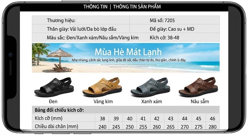 Sandal Da Bò Nam Quai Hậu Outdoor Đế Cao 3cm chi tiết 32