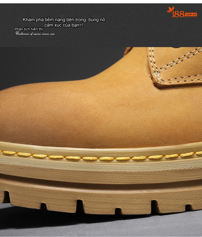 Giày Boot Martin Nam Da Mờ Cao Cổ Tăng Chiều Cao Đế Khoảng 4cm chi tiết 8