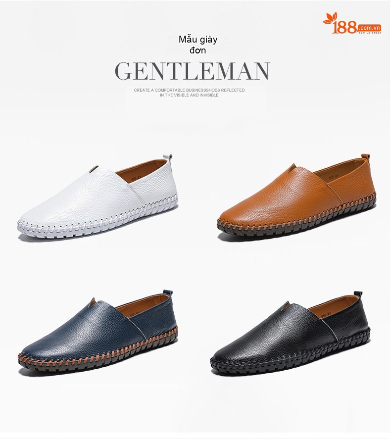 Giày Lười Nam Da Bò Size Lớn Chiều Cao Đế Khoảng 2cm Màu Đen, Xanh Navy, Nâu, Trắng... chi tiết 28