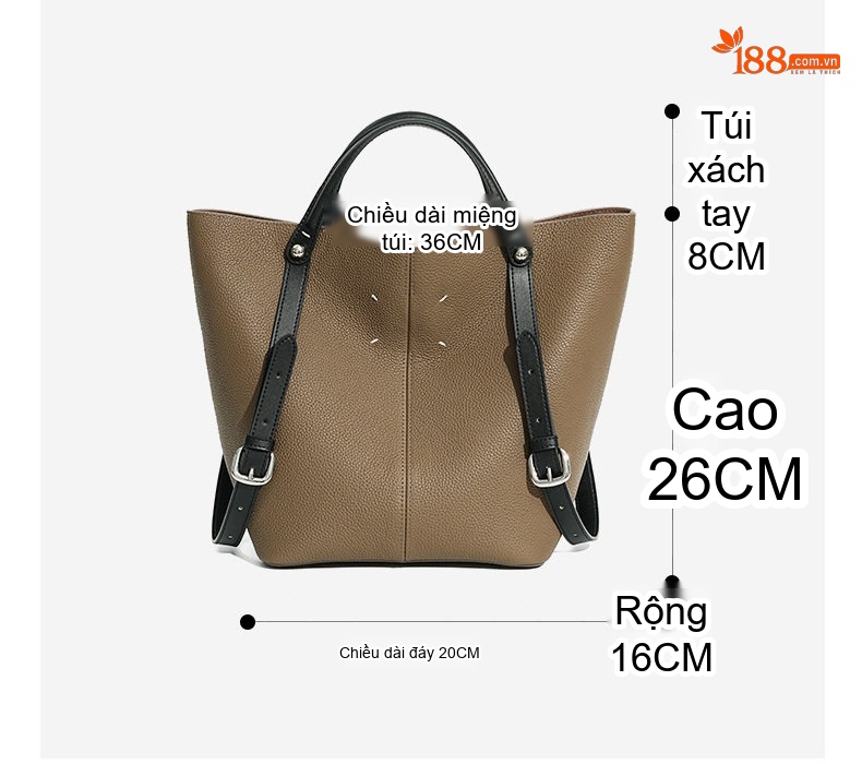 Túi Tote Da Bò Sức Chứa Lớn Đeo Vai Công Sở Phong Cách Tối Giản Màu Kem, Nâu chi tiết 7