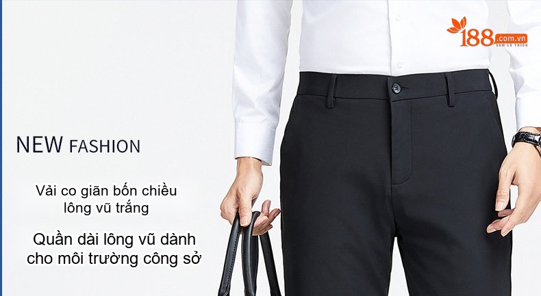Quần Dài Nam 90% Lông Ngỗng Trắng Lót Lông Vũ Giữ Ấm Phong Cách Công Sở Màu Đen chi tiết 1