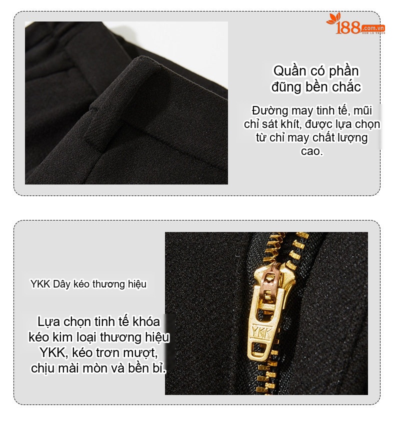 Quần Tây Nam Dáng Thẳng Dài Vải Pha Len Cao Cấp Chống Nhăn Màu Đen, Xám, Be chi tiết 22