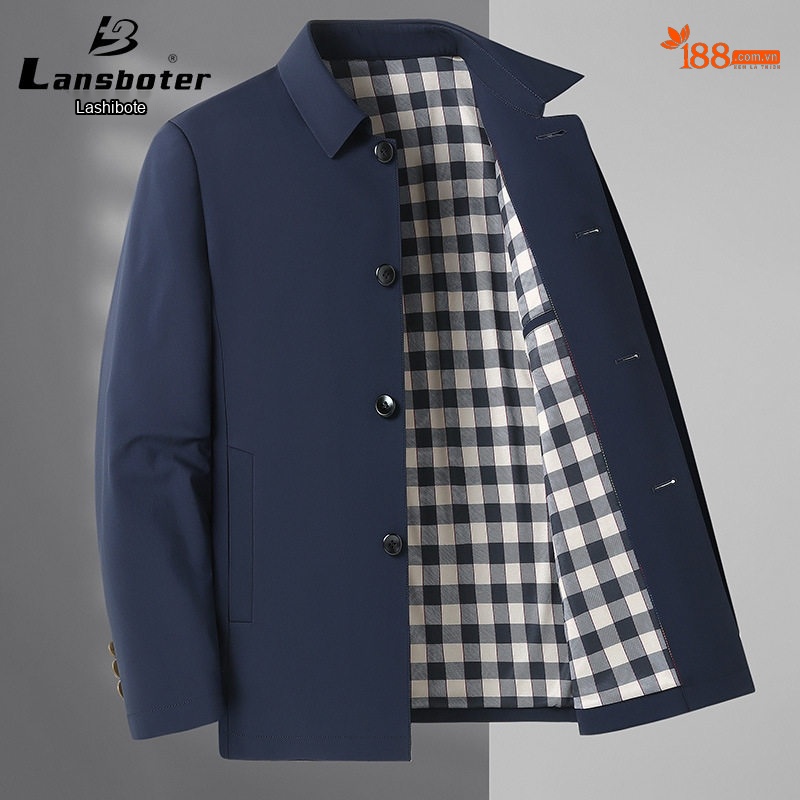 Áo Khoác Nam Cổ Bẻ Phong Cách Lịch Lãm Màu Xanh Navy, Đỏ Rượu, Kem, Đen