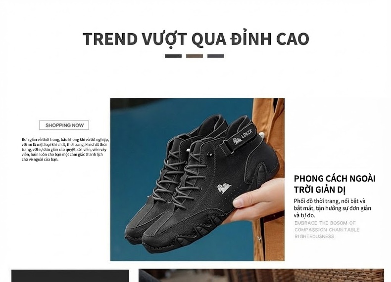 Giày Boot Martin Nam Cổ Cao Da Mờ Chiều Cao Đế Khoảng 3cm Màu Be, Nâu, Xám, Đen chi tiết 3