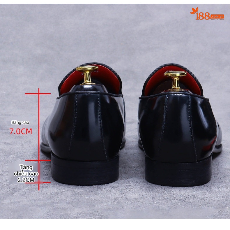 Giày Lười Nam Da Bò Bóng Chiều Cao Đế Khoảng 2cm Màu Đen, Nâu chi tiết 16
