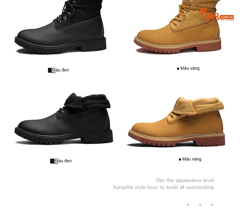 Giày boot nam da bóng buộc dây đế cao 3 cm chi tiết 6